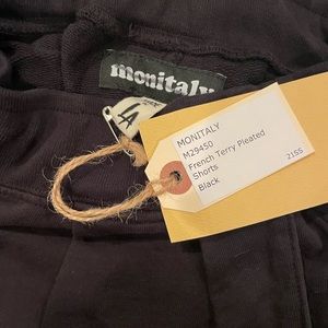 Monitaly M29450 French Terry Pleated Shorts Black with Tag (never worn)